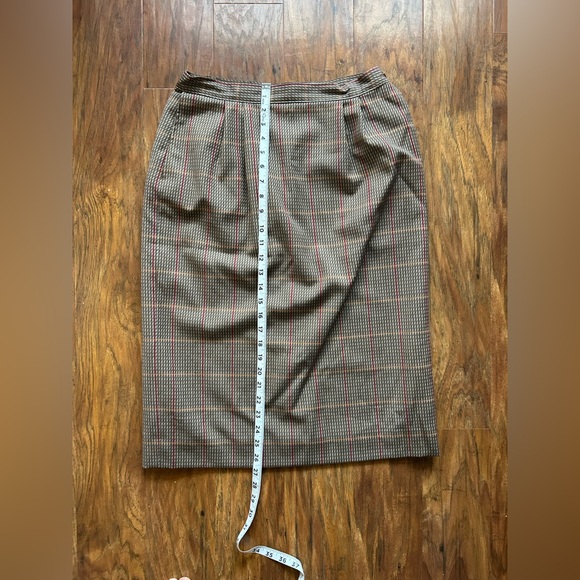 Vintage Pendleton Brown Plaid Skirt Set Wool Size 12 - Picture 3 of 15